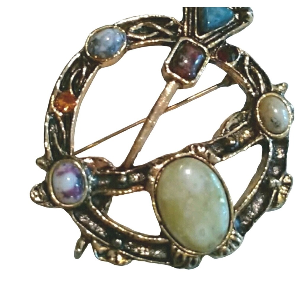 Vintage Brooche Jellybean Gemstone 2" Broche Pin Costume Estate Grannycore Artsy